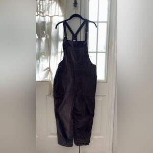 Aerie Velvet Adjustable Overalls in Rich Brown Large